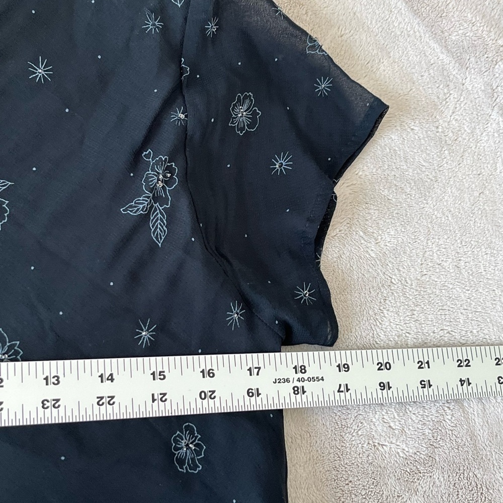 Vintage CDC Black Floral Maxi Dress Beaded Chiffon Dark Fairycore 10 Romantic - Picture 12 of 15